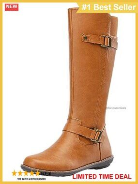 Knee High Flat Riding Boots with Side Zipper Faux Leather